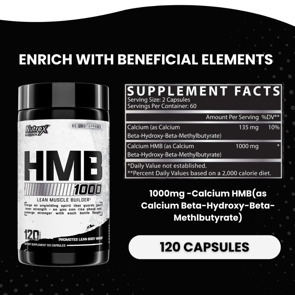 HMB 120 CAP | NUTREX – SUPLEMENTO PARA MANTENER MASA MUSCULAR