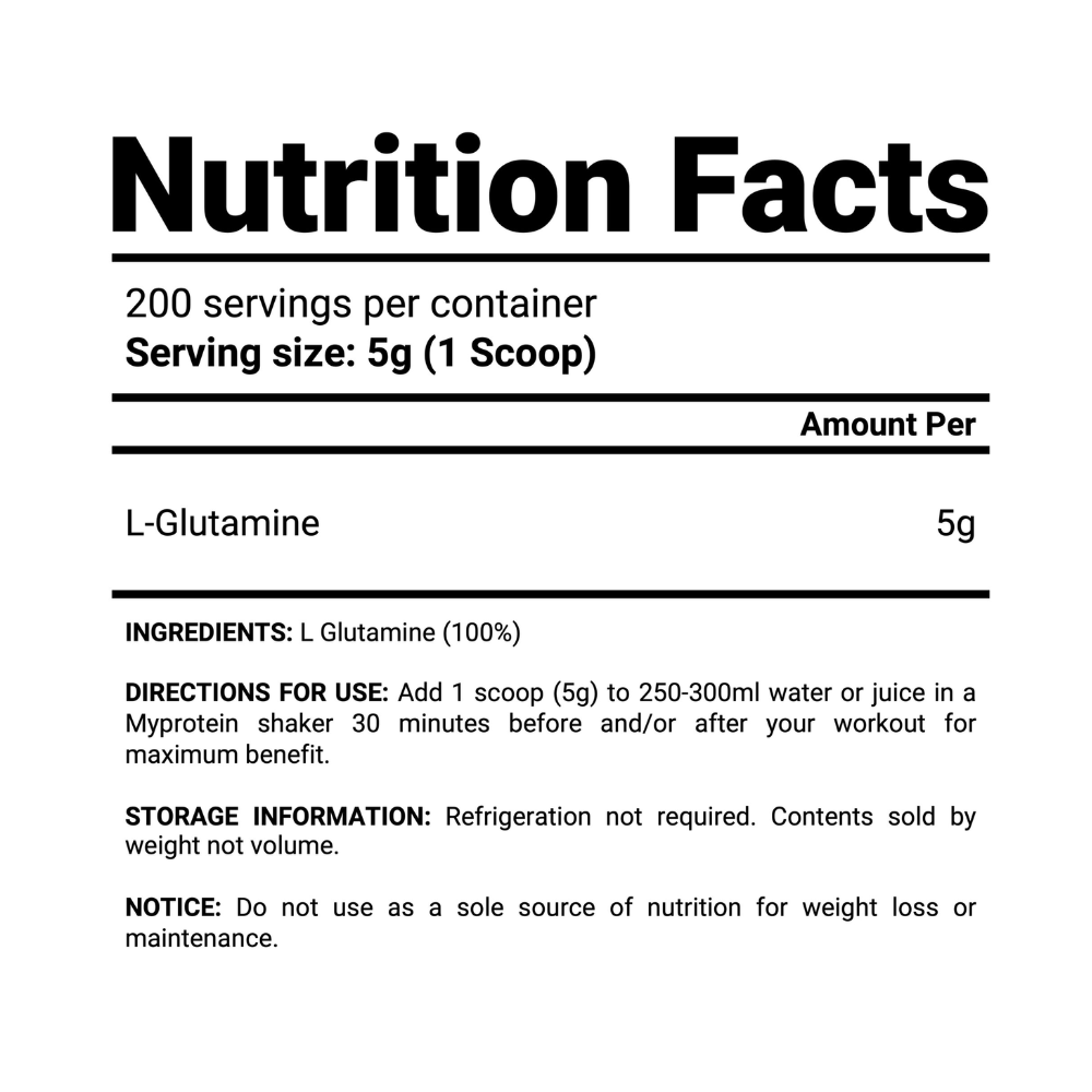 L-GLUTAMINE 1KG – MYPROTEIN | GLUTAMINA PURA PARA ALTO RENDIMIENTO