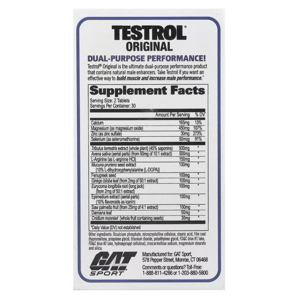 TESTROL ORIGINAL 60 CAP | GAT SPORTS – POTENCIADOR DE TESTOSTERONA NATURAL